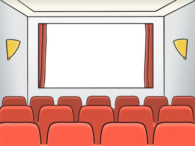 kino Im Kino sieht man leere Sitze und die Leinwand.