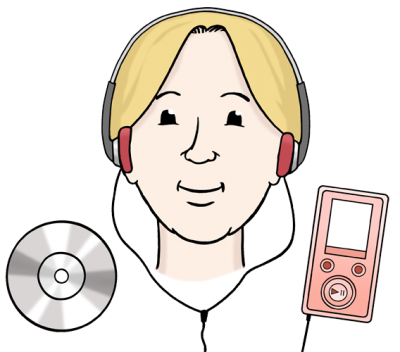 musik-hoeren Eine Person hört Musik mit Kopfhörern.
