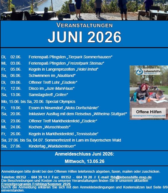 Freizeitprogramm Juni 2026