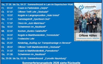 Freizeitprogramm Juli/August 2026