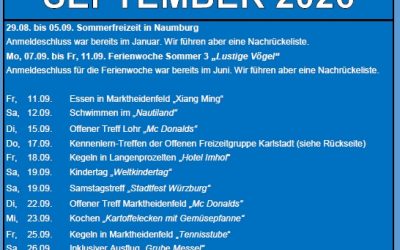 Freizeitprogramm September 2026