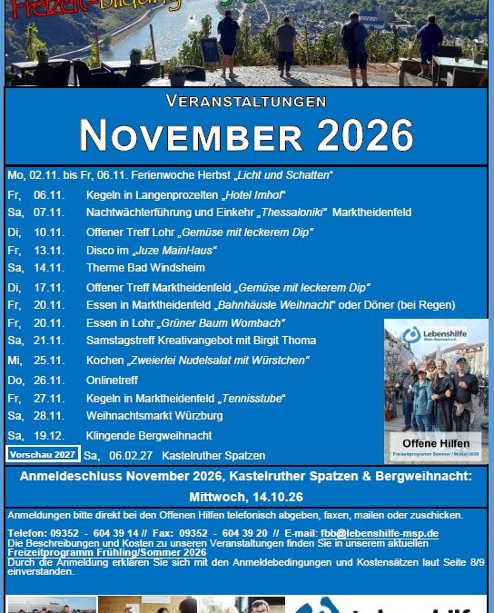 Freizeitprogramm November 2026