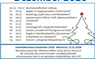 Freizeitprogramm Dezember 2026